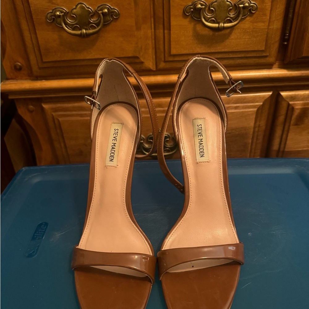 Steve Madden Brown Heeled Sandals with Ankle Strap